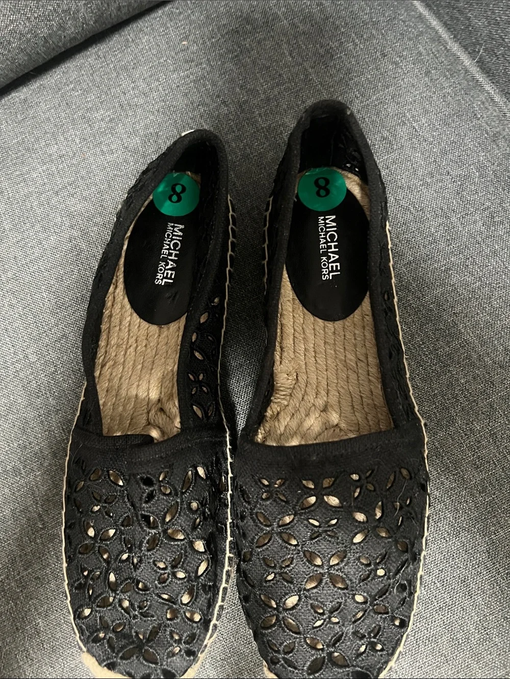 Michael Kors Black Laser-Cut Espadrille Flats